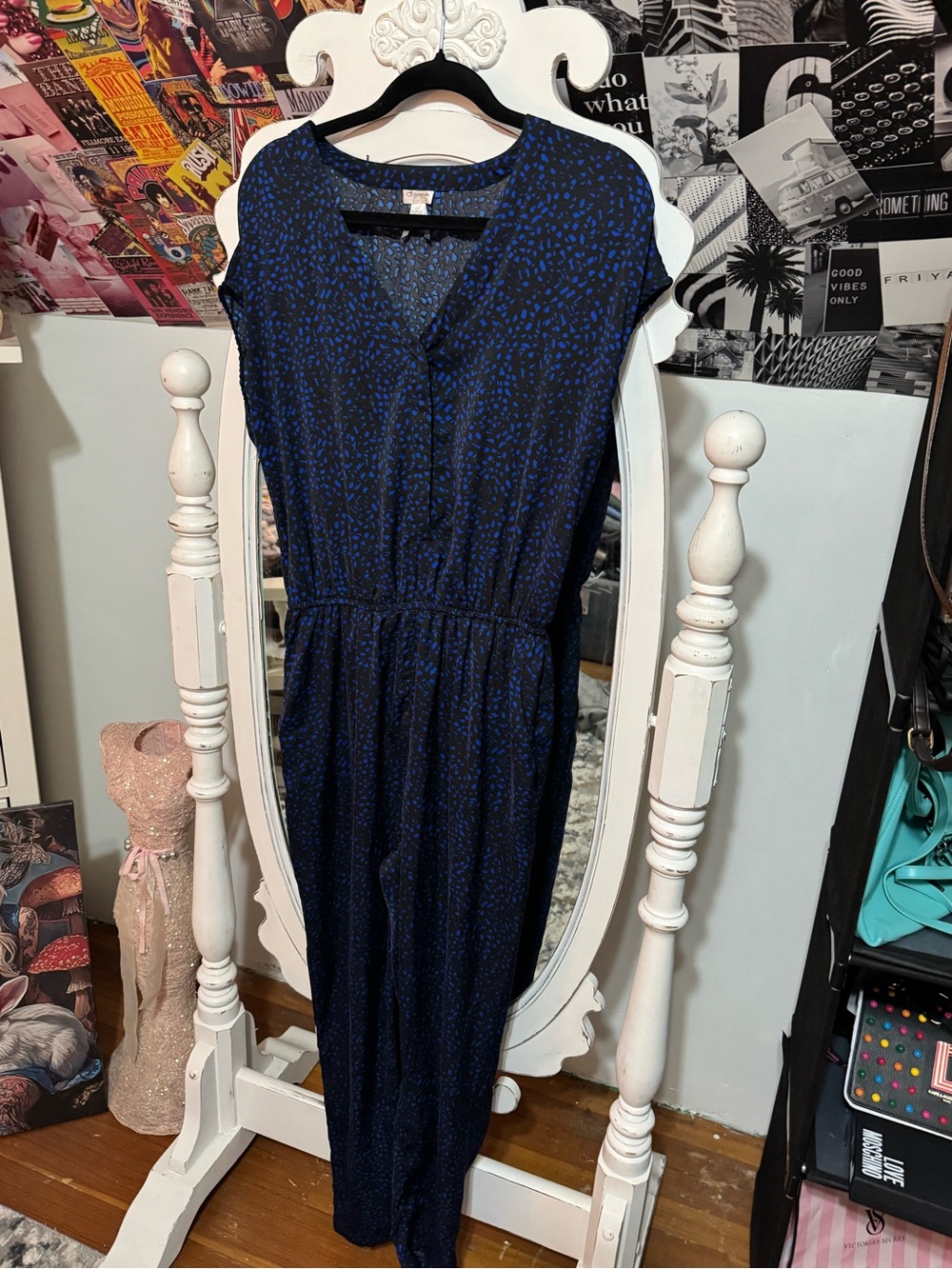 Dynamite Navy & Royal Blue Printed Jumpsuit